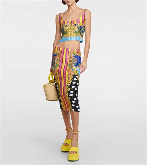 versace plisse skirt|Medusa Palm Springs plissé midi skirt in multicoloured .